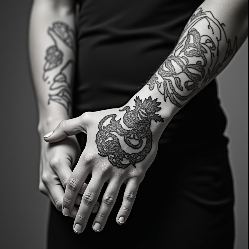 Force courage perseverance karatein japanese style tattoo, detailed tattoo, traditional japanese culture tattoo, mythology, 8k - Variation 3