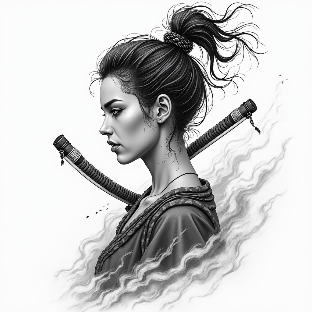 Warrior, survive, modern times, woman, strongin japanese style tattoo, detailed tattoo, traditional japanese culture tattoo, mythology, 8k