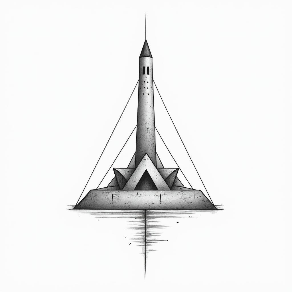 Alexandria egyptin minimalist style tattoo, featuring simple shapes and fine lines, with minimal shading and details, tiny triangles, creating a sense of balance and harmony - Variation 3