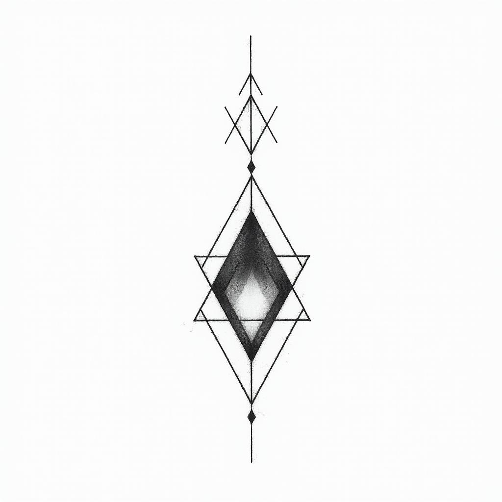 Alexandria egyptin minimalist style tattoo, featuring simple shapes and fine lines, with minimal shading and details, tiny triangles, creating a sense of balance and harmony