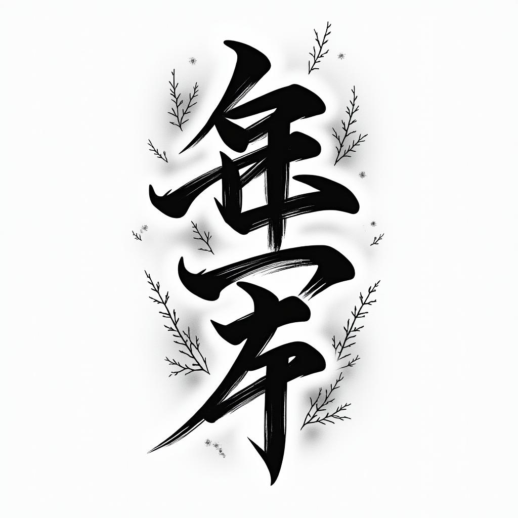 Force courage karatetext-based tattoo, japanese font ultra-realistic, perfectly placed, high-quality font design, photo-realistic shading, 8k, high quality, finely detailed typograph - Variation 4