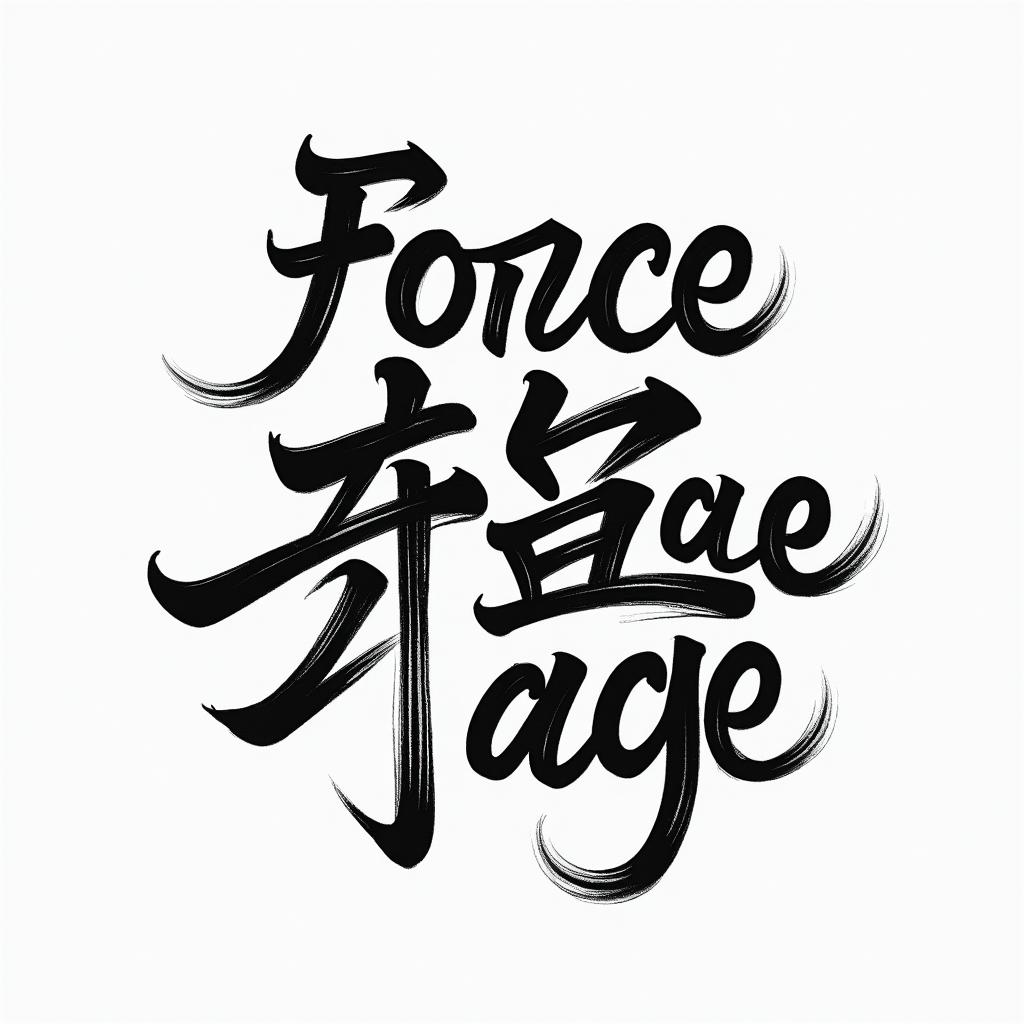 Force courage karatetext-based tattoo, japanese font ultra-realistic, perfectly placed, high-quality font design, photo-realistic shading, 8k, high quality, finely detailed typograph - Variation 3