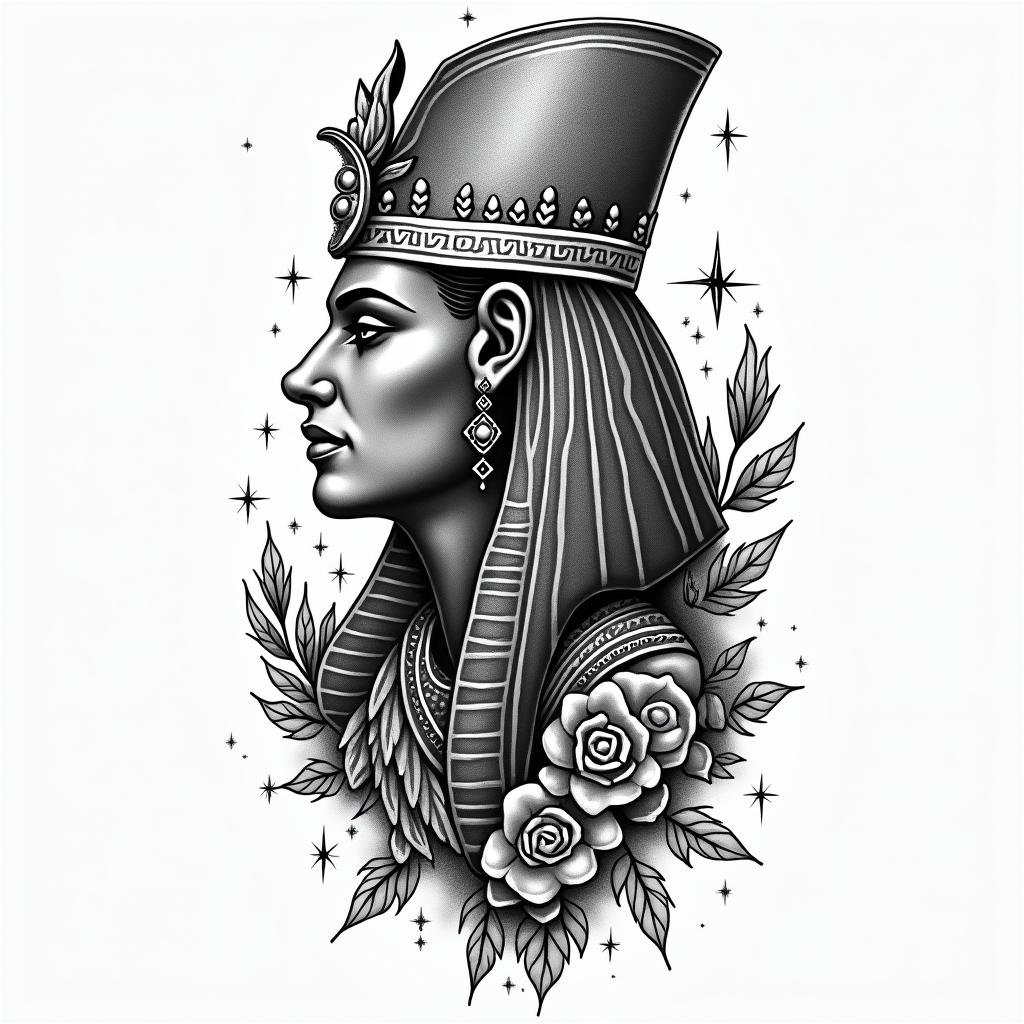 Egypt and swedenin authentic tattoo style, incorporating traditional modifications, bold black outlines, solid color fills, featuring classic authentic elements