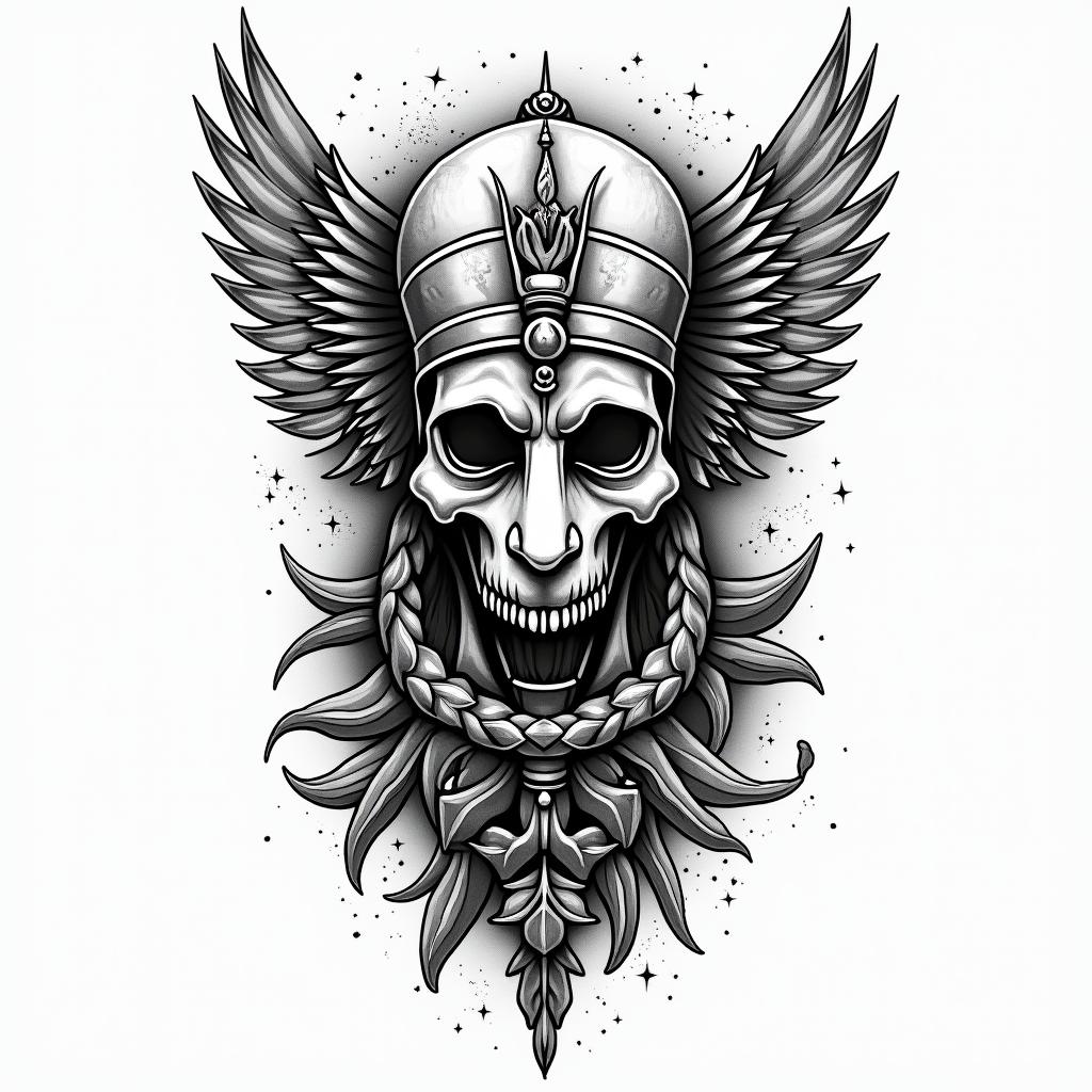 Egypt and swedenin authentic tattoo style, incorporating traditional modifications, bold black outlines, solid color fills, featuring classic authentic elements - Variation 4