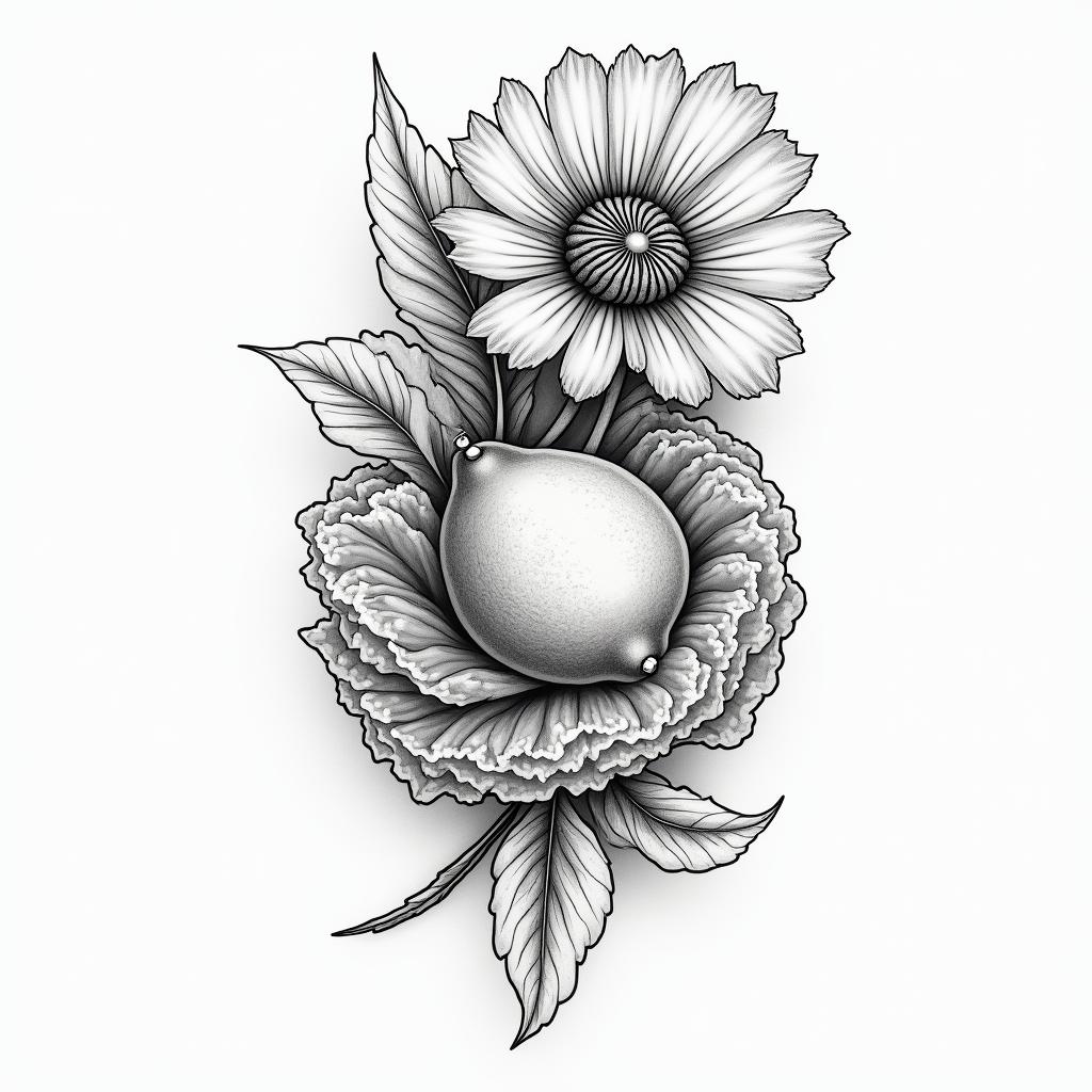 Lemonin japanese style tattoo, detailed tattoo, traditional japanese culture tattoo, mythology, 8k - Variation 3