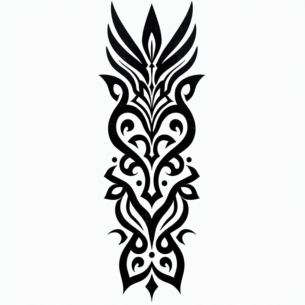 Half sleevein tribal tattoo style, featuring bold and black geometric shapes, curved lines, intertwine and flow seamlessly, creating a powerful and symbolic design, polynesian and maori styles - Variation 2