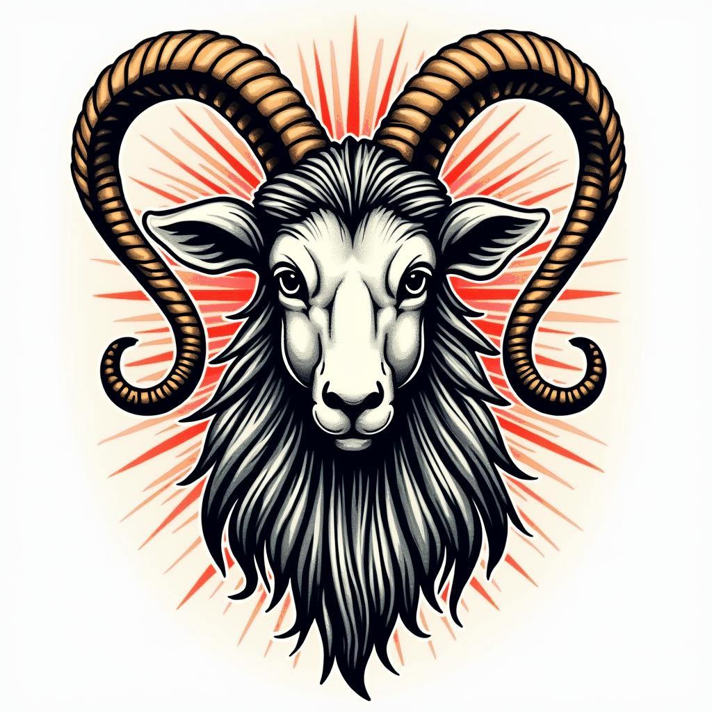 Aries signin pop art style tattoo, featuring bold and vibrant colors, exaggerated outlines, iconic imagery, inspired by comic books and speech bubbles, comic book characters, retro pop culture - Variation 4
