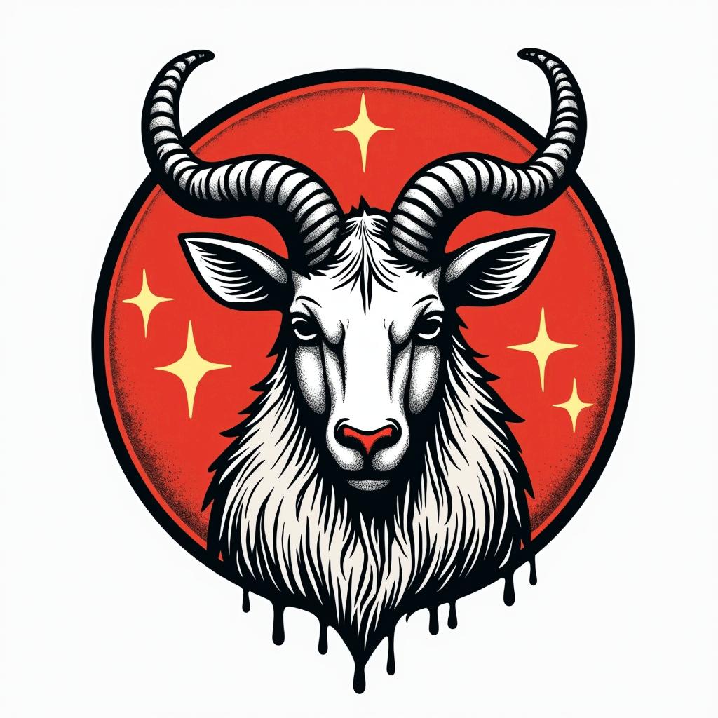 Aries signin pop art style tattoo, featuring bold and vibrant colors, exaggerated outlines, iconic imagery, inspired by comic books and speech bubbles, comic book characters, retro pop culture - Variation 3