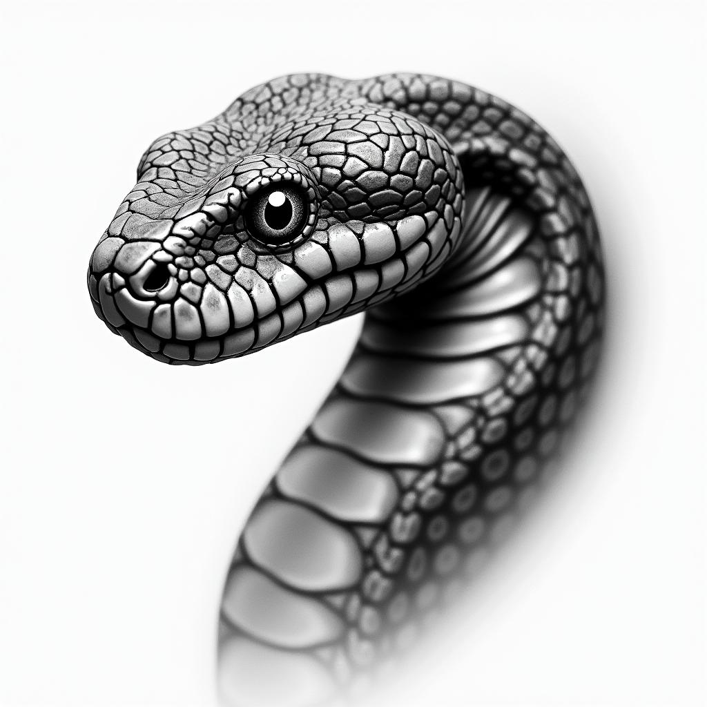 Ball pythonin realism tattoo style, featuring a highly detailed, lifelike, capturing every detail, photorealistic, ultra realistic, intricate shading, smooth and sharp, - Variation 2