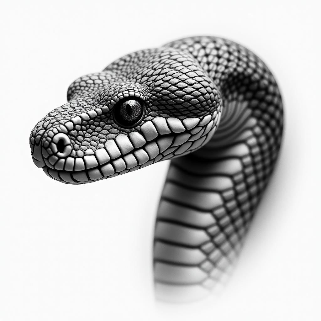 Ball pythonin realism tattoo style, featuring a highly detailed, lifelike, capturing every detail, photorealistic, ultra realistic, intricate shading, smooth and sharp, - Variation 3