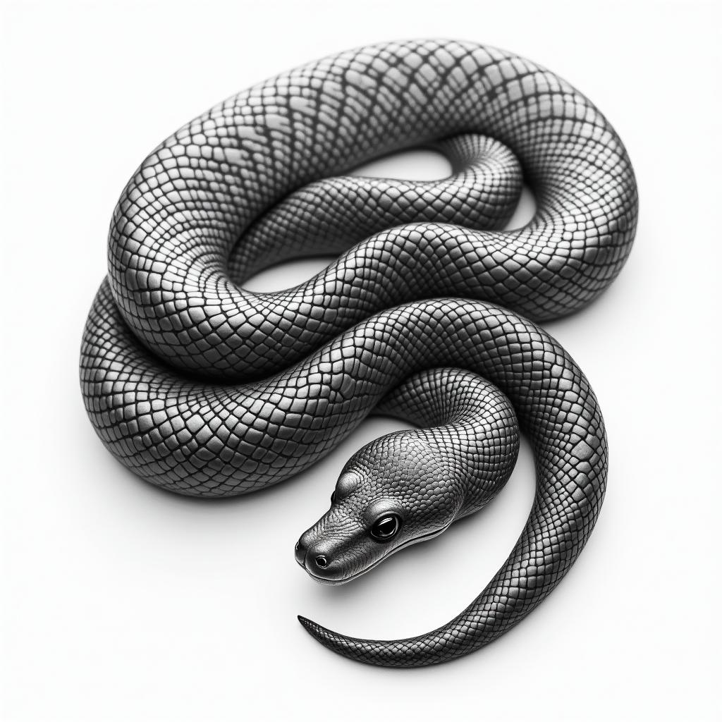 Ball pythonin realism tattoo style, featuring a highly detailed, lifelike, capturing every detail, photorealistic, ultra realistic, intricate shading, smooth and sharp, - Variation 4
