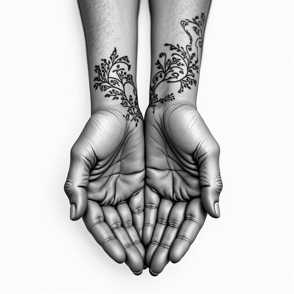 As above so below handshigly detailed tattoo - Variation 8
