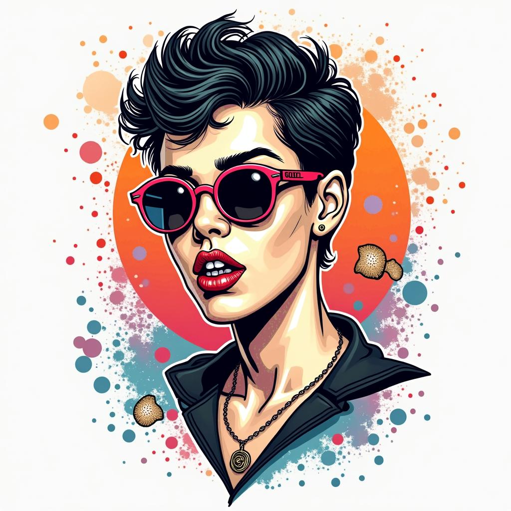 Jhay25in pop art style tattoo, featuring bold and vibrant colors, exaggerated outlines, iconic imagery, inspired by comic books and speech bubbles, comic book characters, retro pop culture - Variation 3