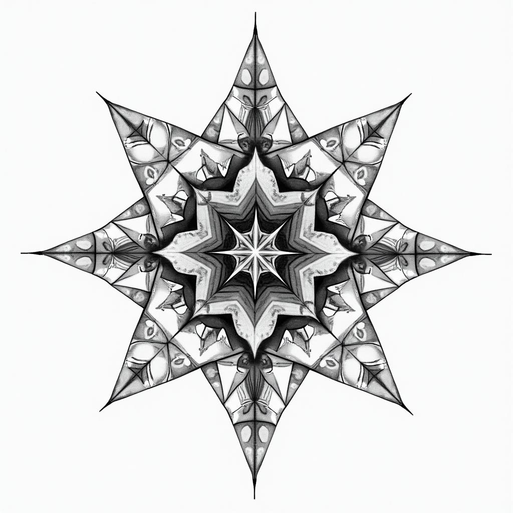 Sacred geometry of life in geometric style tattoo, blending hexagons, mandala-inspired patterns, symmetrical and fractal design, clean lines, sharp angles - Variation 4