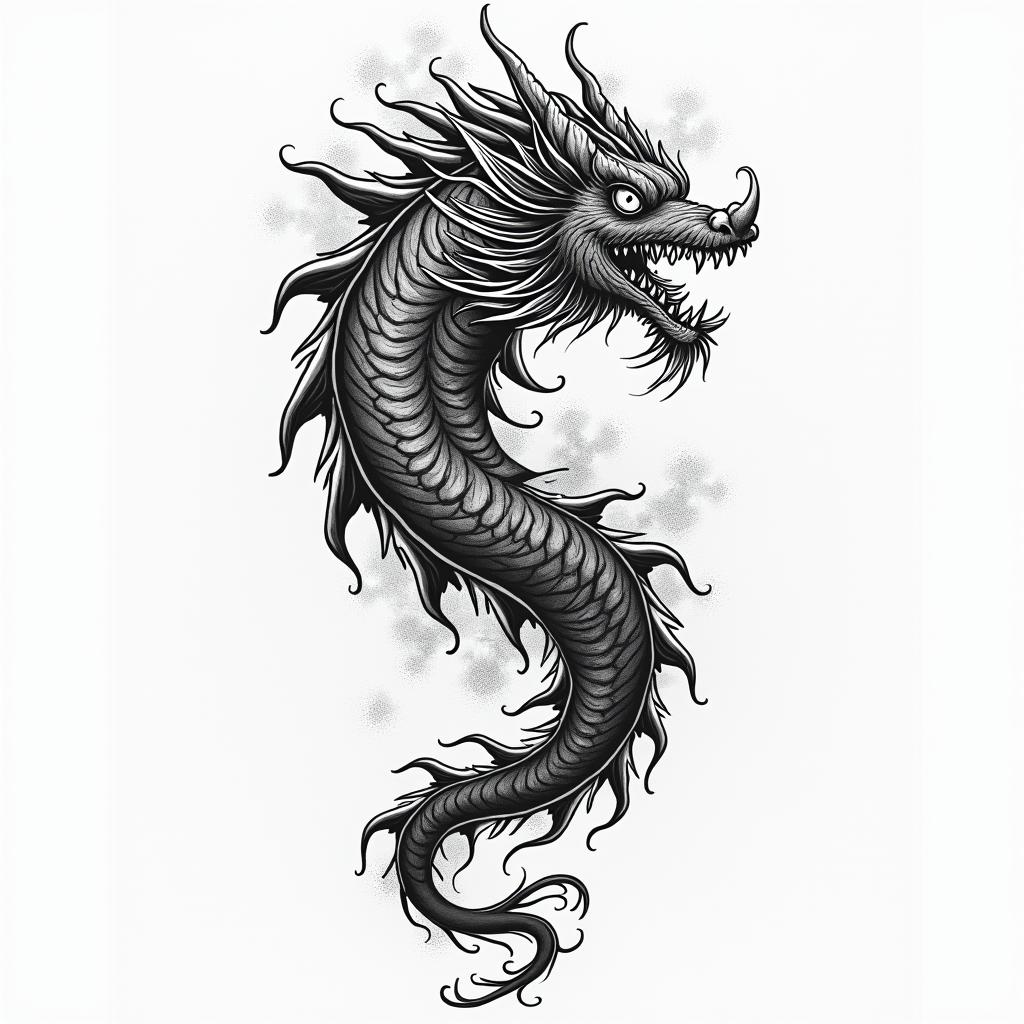 Aquariusin japanese style tattoo, detailed tattoo, traditional japanese culture tattoo, mythology, 8k - Variation 3