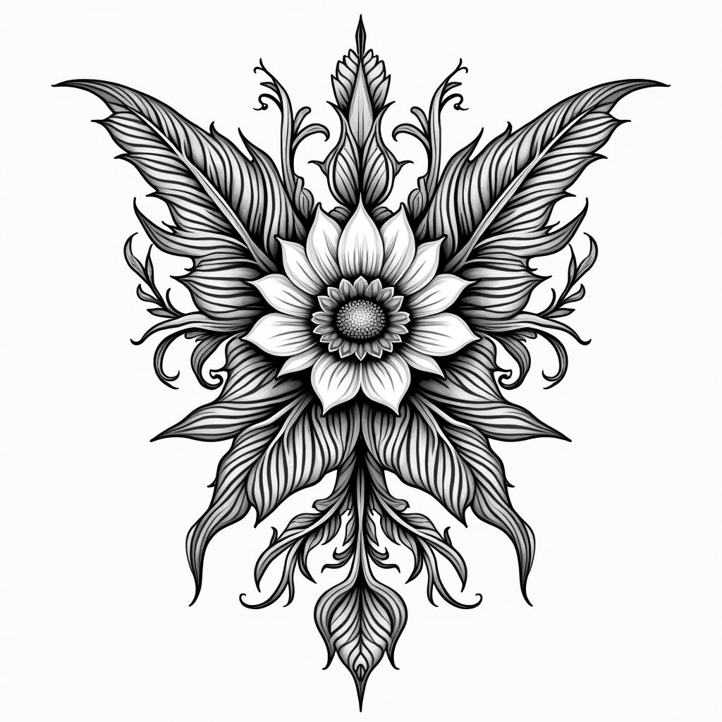 Number 17in ornamental tattoo style, featuring intricate symmetrical patterns and floral designs, showcasing highly detailed line work and geometric shapes, creating a sense of elegance and balance - Variation 4