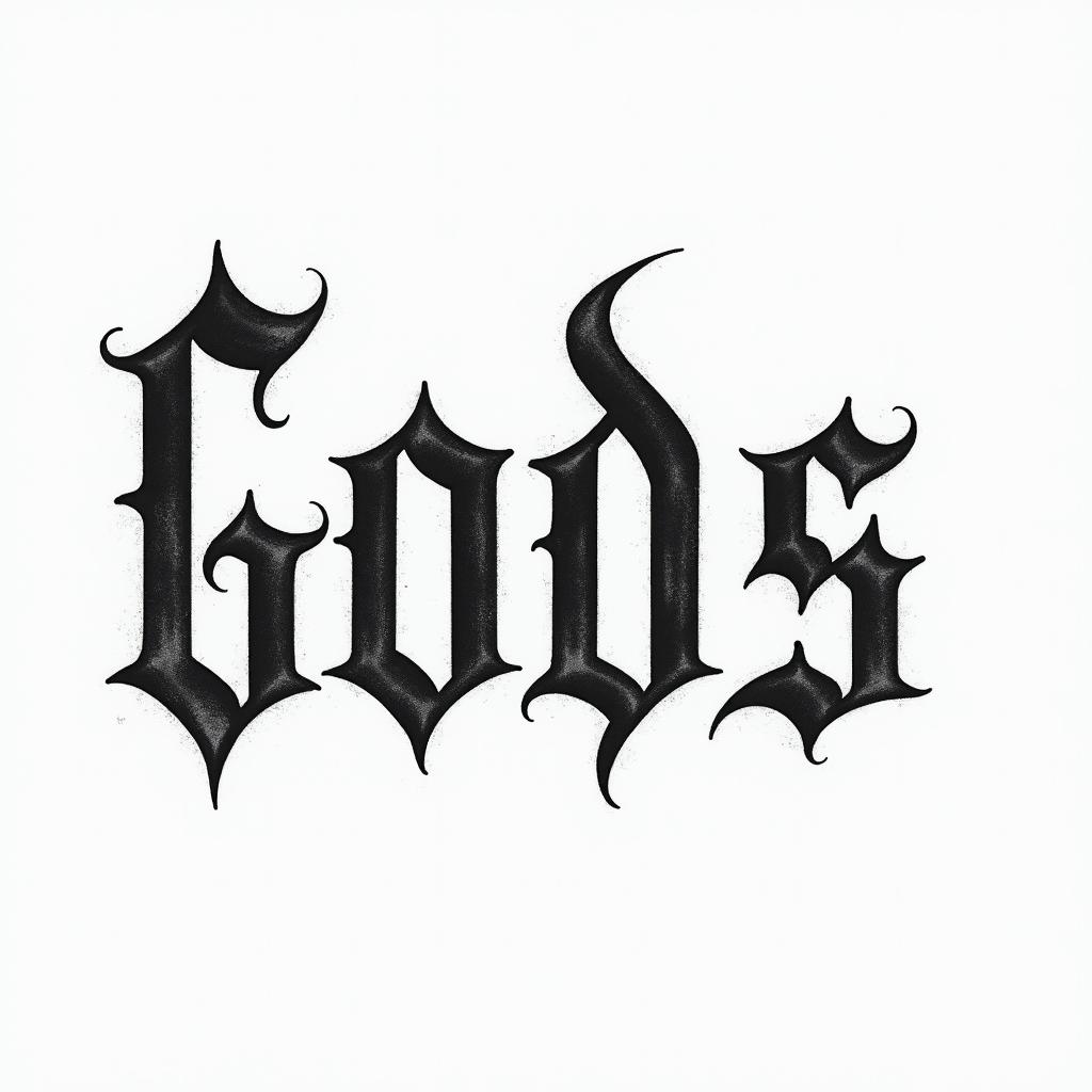 Godtext-based tattoo, japanese font ultra-realistic, perfectly placed, high-quality font design, photo-realistic shading, 8k, high quality, finely detailed typograph - Variation 4