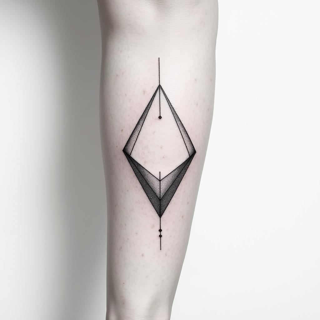 Mathis, 21 years old, zodiac sign Taurus.in minimalist style tattoo, featuring simple shapes and fine lines, with minimal shading and details, tiny triangles, creating a sense of balance and harmony