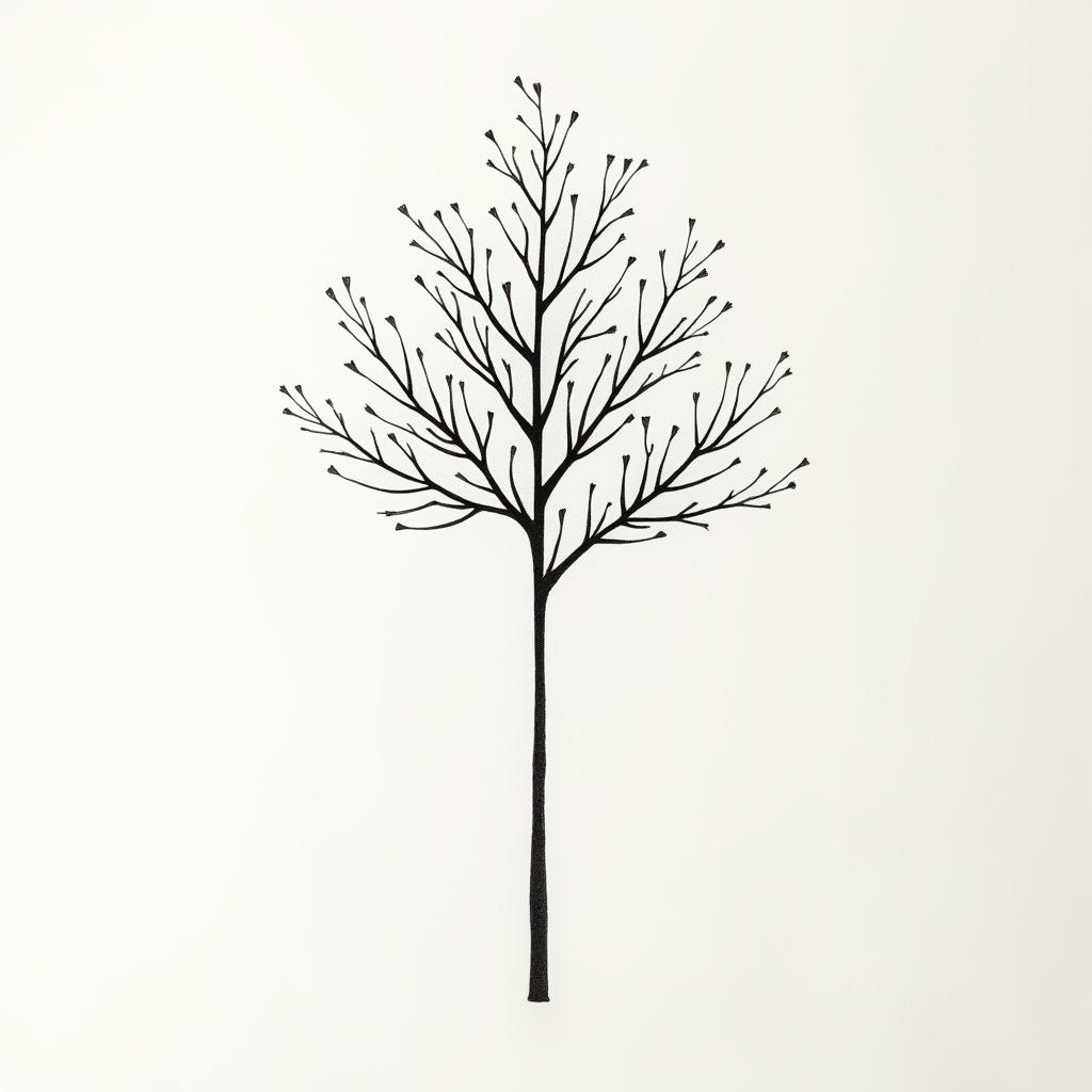 Dogwood tree music name JJ sunshinein minimalist style tattoo, featuring simple shapes and fine lines, with minimal shading and details, tiny triangles, creating a sense of balance and harmony - Variation 2