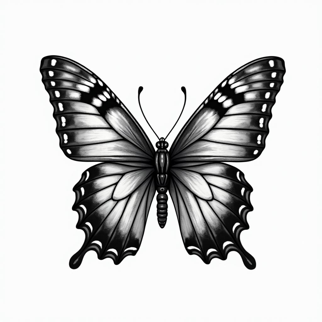 Butterfly with intricate wing patternshigly detailed tattoo - Variation 26
