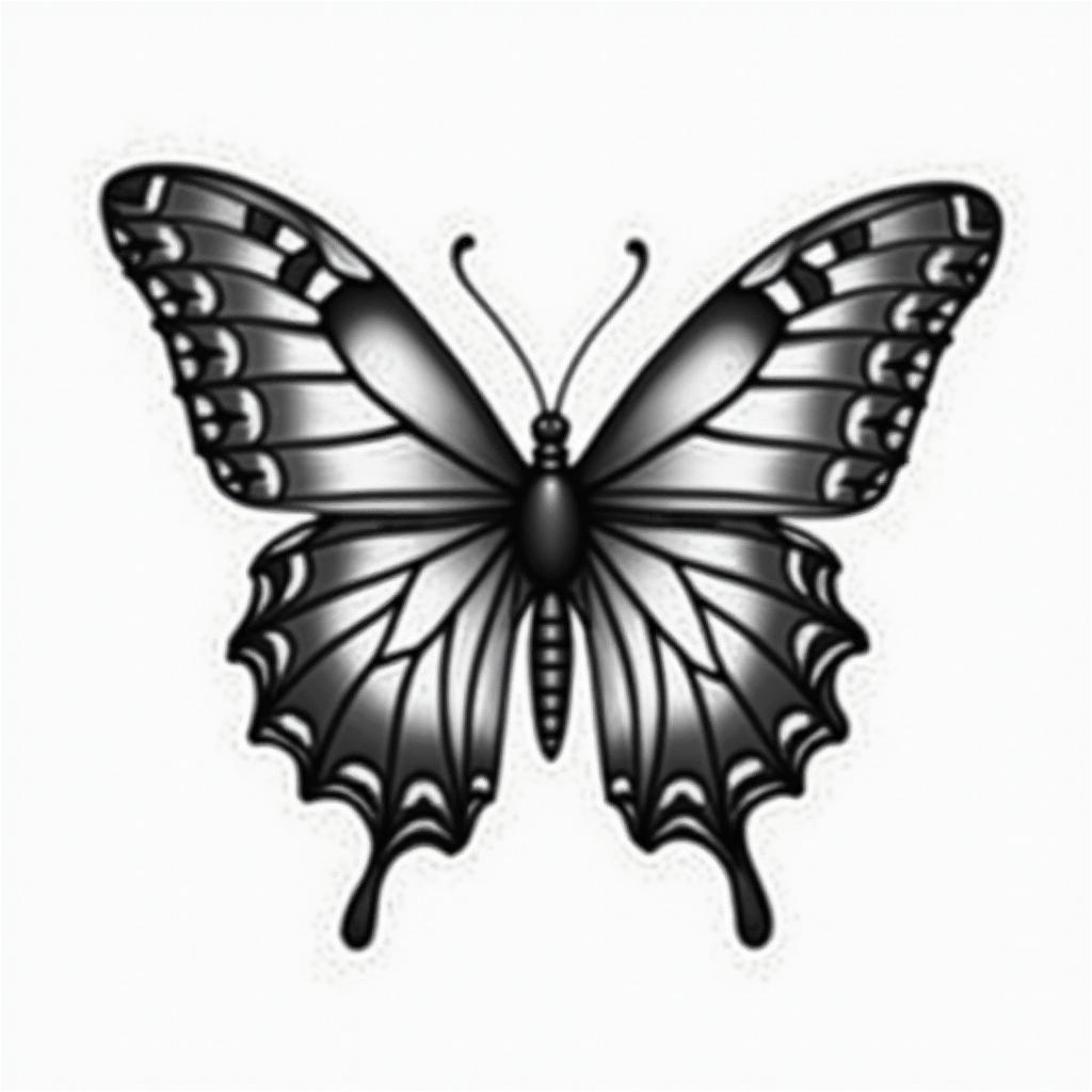 Butterfly with intricate wing patternshigly detailed tattoo - Variation 23