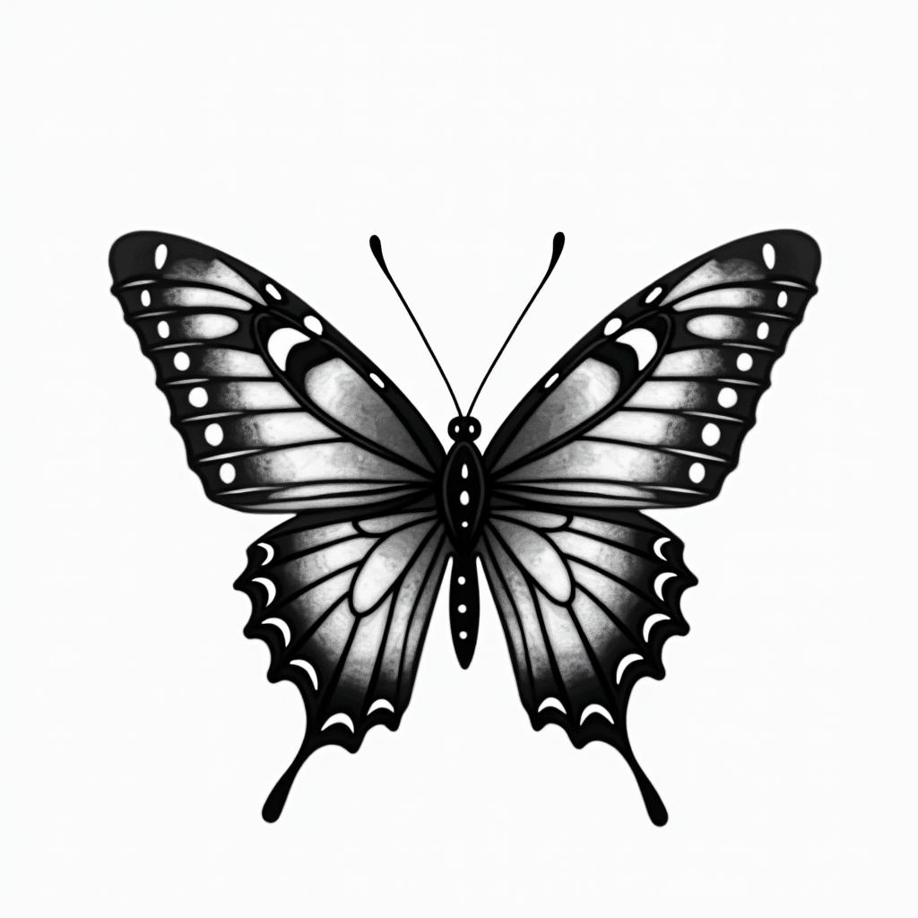 Butterfly with intricate wing patternshigly detailed tattoo - Variation 25