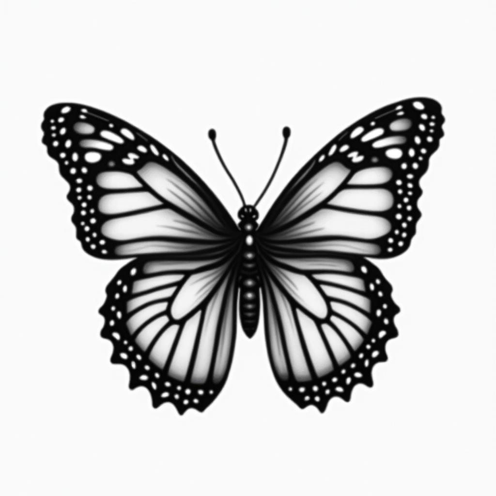 Butterfly with intricate wing patternshigly detailed tattoo - Variation 24