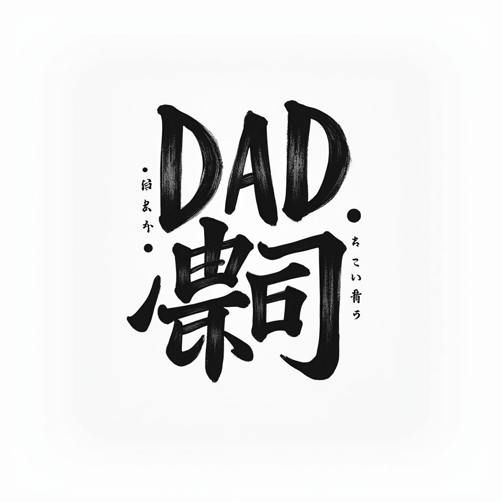 Dadtext-based tattoo, japanese font ultra-realistic, perfectly placed, high-quality font design, photo-realistic shading, 8k, high quality, finely detailed typograph - Variation 2