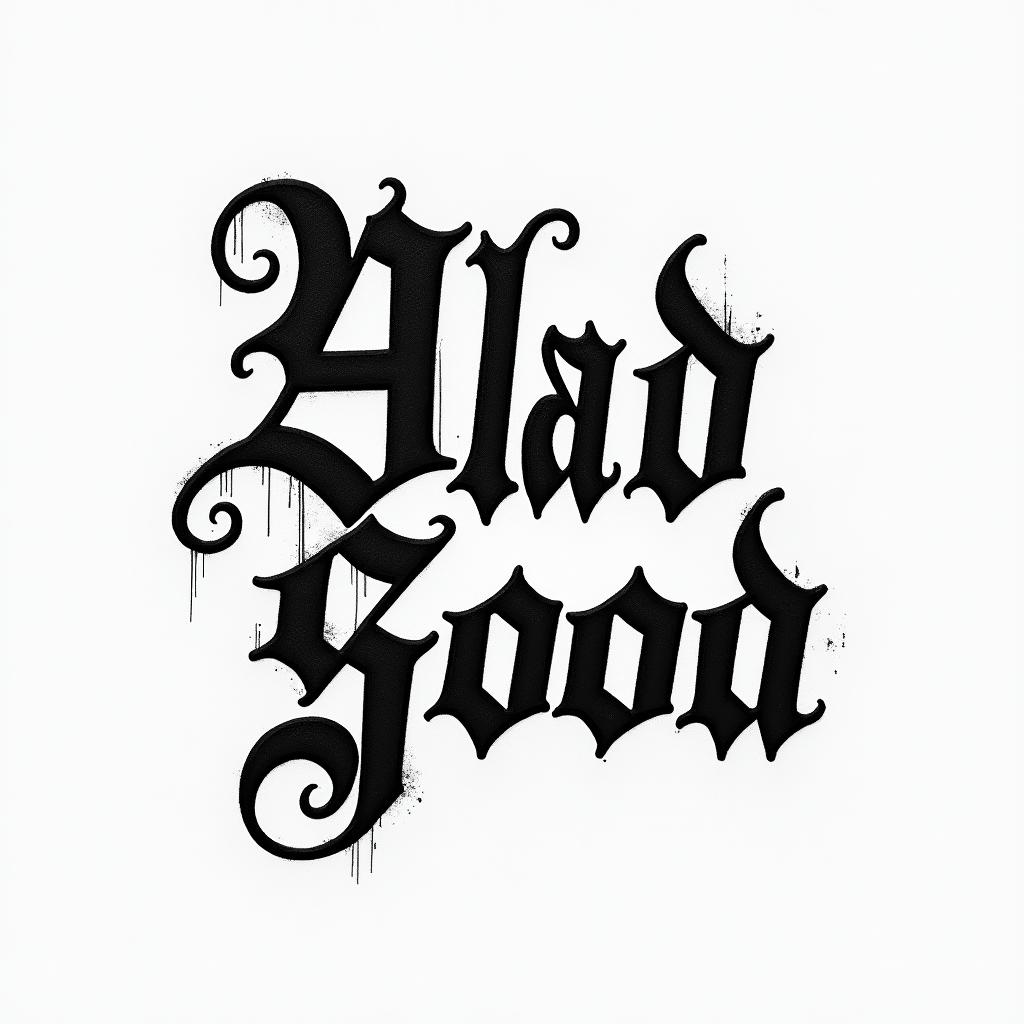 All bad for goodtext-based tattoo, gothic font ultra-realistic, perfectly placed, high-quality font design, photo-realistic shading, 8k, high quality, finely detailed typography - Variation 2
