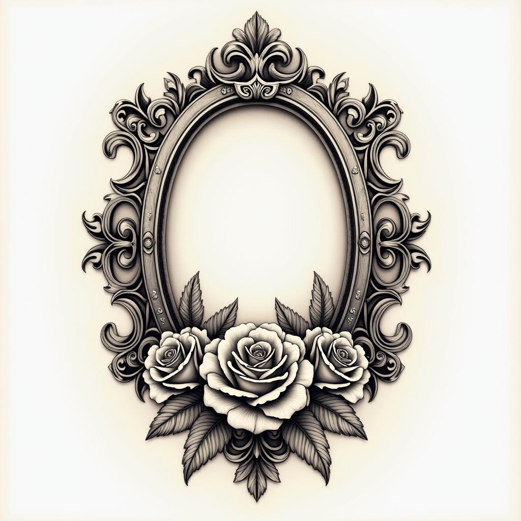 Armband for womenin victorian style tattoo, featuring vintage and elegant elements, ornate frames, roses, antique, sepia-toned color scheme - Variation 7