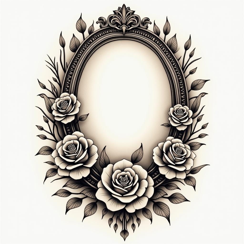 Armband for womenin victorian style tattoo, featuring vintage and elegant elements, ornate frames, roses, antique, sepia-toned color scheme - Variation 2