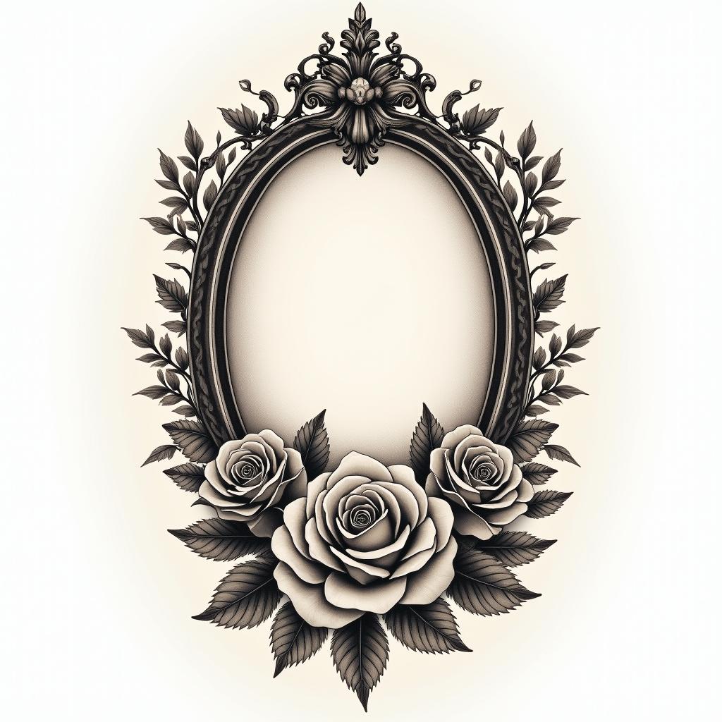 Armband for womenin victorian style tattoo, featuring vintage and elegant elements, ornate frames, roses, antique, sepia-toned color scheme - Variation 6