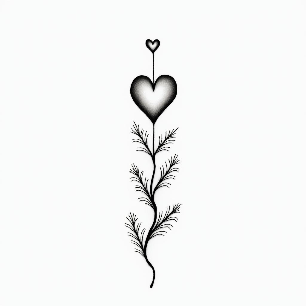 Phoenix minimalist tattooin Modest style tattoo, featuring soft, delicate line work with simple and meaningful symbols, gentle waves, a heart, evoking a sense of serenity and grace, - Variation 2
