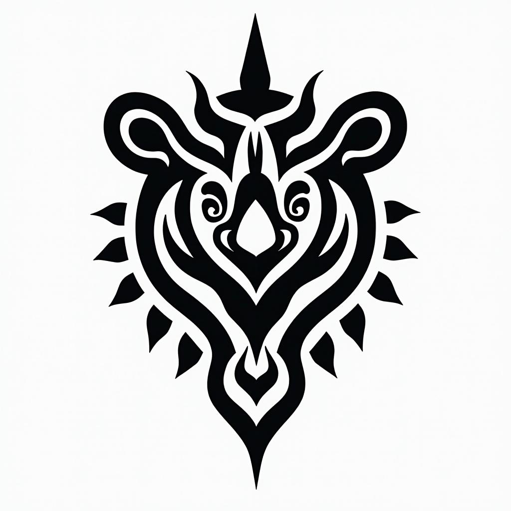 bearin tribal tattoo style, featuring bold and black geometric shapes, curved lines, intertwine and flow seamlessly, creating a powerful and symbolic design, polynesian and maori styles - Variation 2