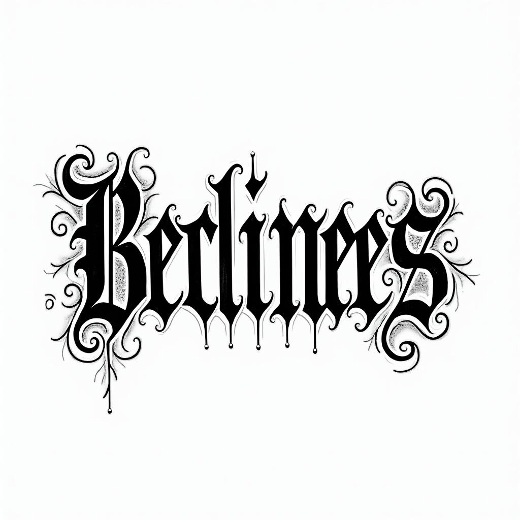 Brian, verseau, Yvelinestext-based tattoo, gothic font ultra-realistic, perfectly placed, high-quality font design, photo-realistic shading, 8k, high quality, finely detailed typography - Variation 3