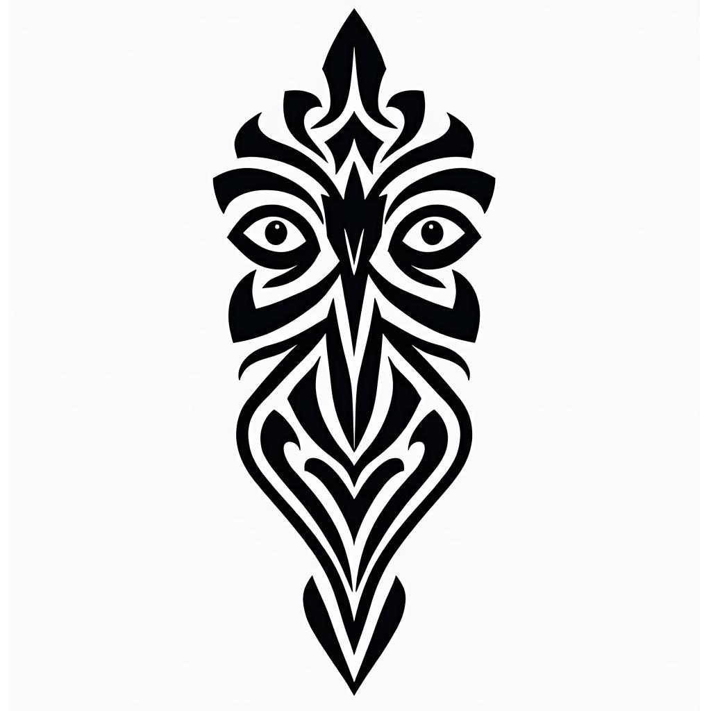 Alaskan Nativein tribal tattoo style, featuring bold and black geometric shapes, curved lines, intertwine and flow seamlessly, creating a powerful and symbolic design, polynesian and maori styles