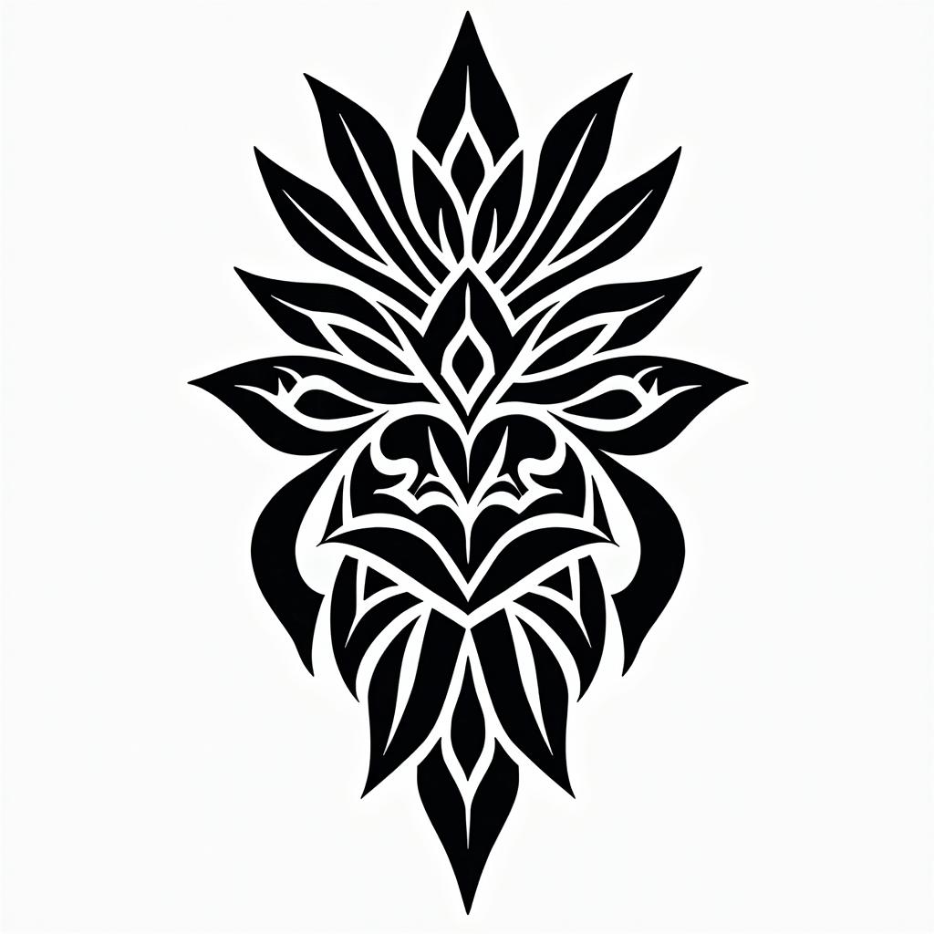 Alaskan Nativein tribal tattoo style, featuring bold and black geometric shapes, curved lines, intertwine and flow seamlessly, creating a powerful and symbolic design, polynesian and maori styles - Variation 2