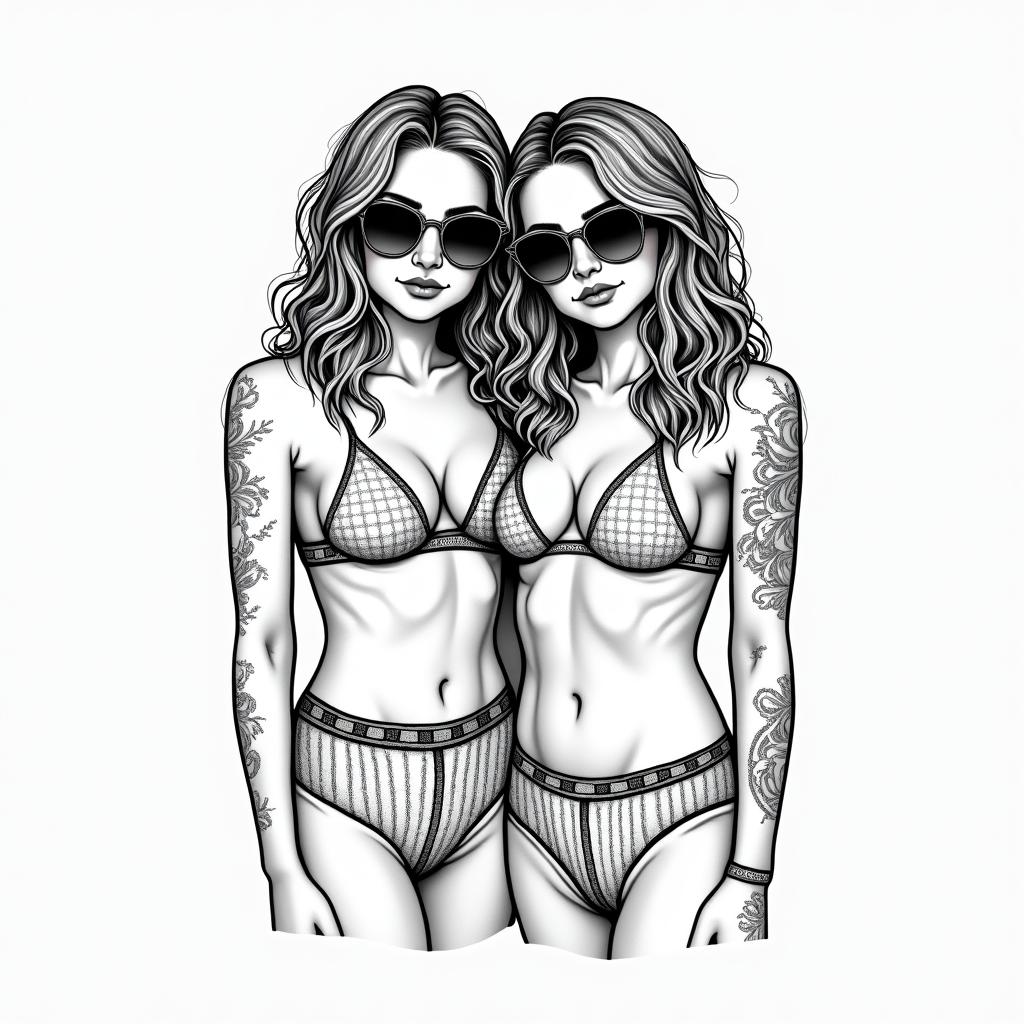 Bondi, best friends, girls trip, Leo, chillin new school tattoo, pop culture, modern, detailed tattoo, illustrative - Variation 4
