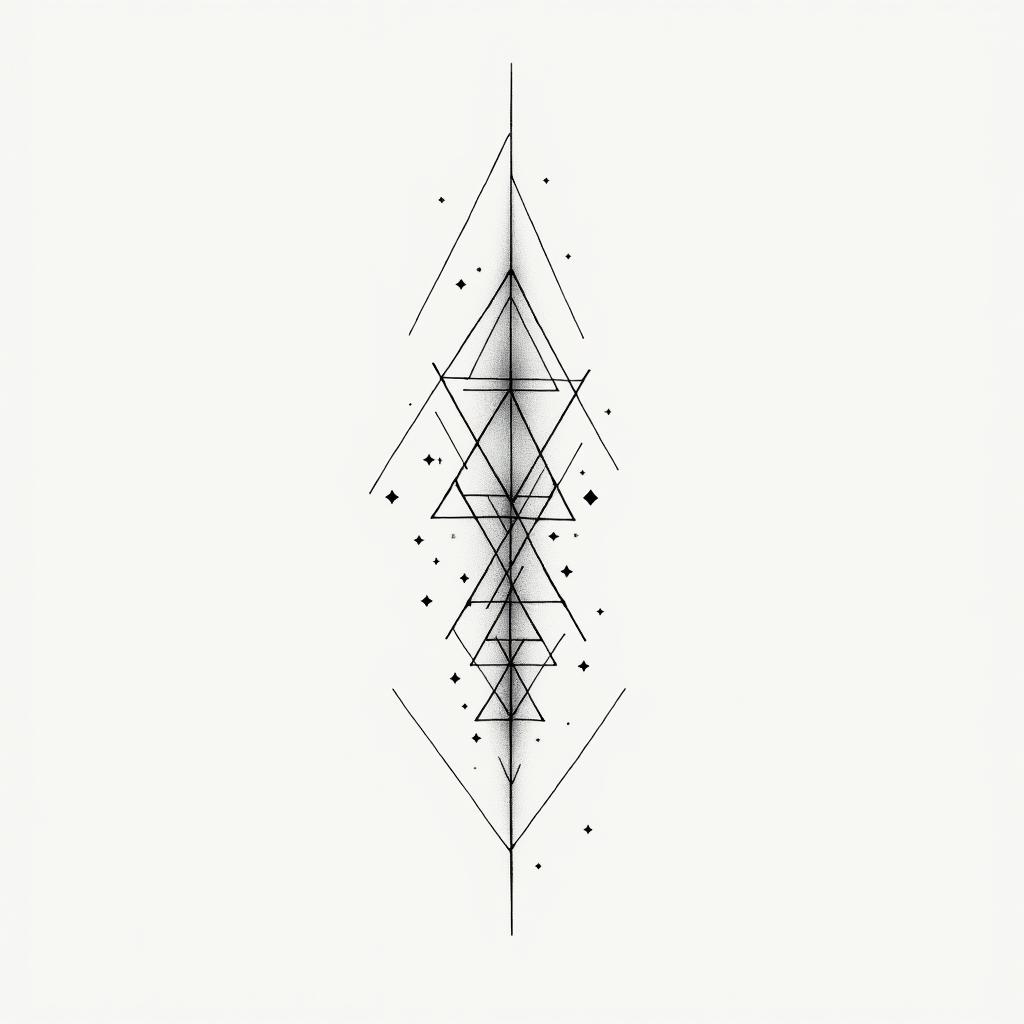 Brian, verseau, Yvelines in minimalist style tattoo, featuring simple shapes and fine lines, with minimal shading and details, tiny triangles, creating a sense of balance and harmony - Variation 3