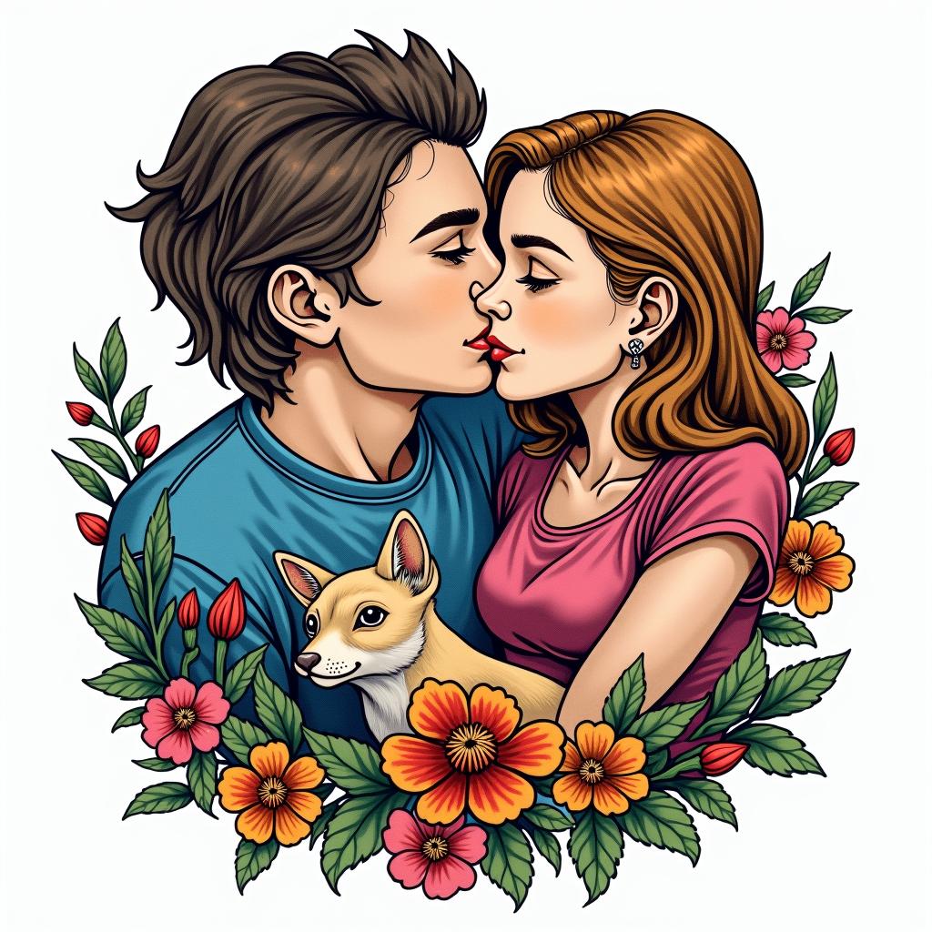 Pharmaceutical professional, 3 children, love animals and nature.in pop art style tattoo, featuring bold and vibrant colors, exaggerated outlines, iconic imagery, inspired by comic books and speech bubbles, comic book characters, retro pop culture - Variation 2