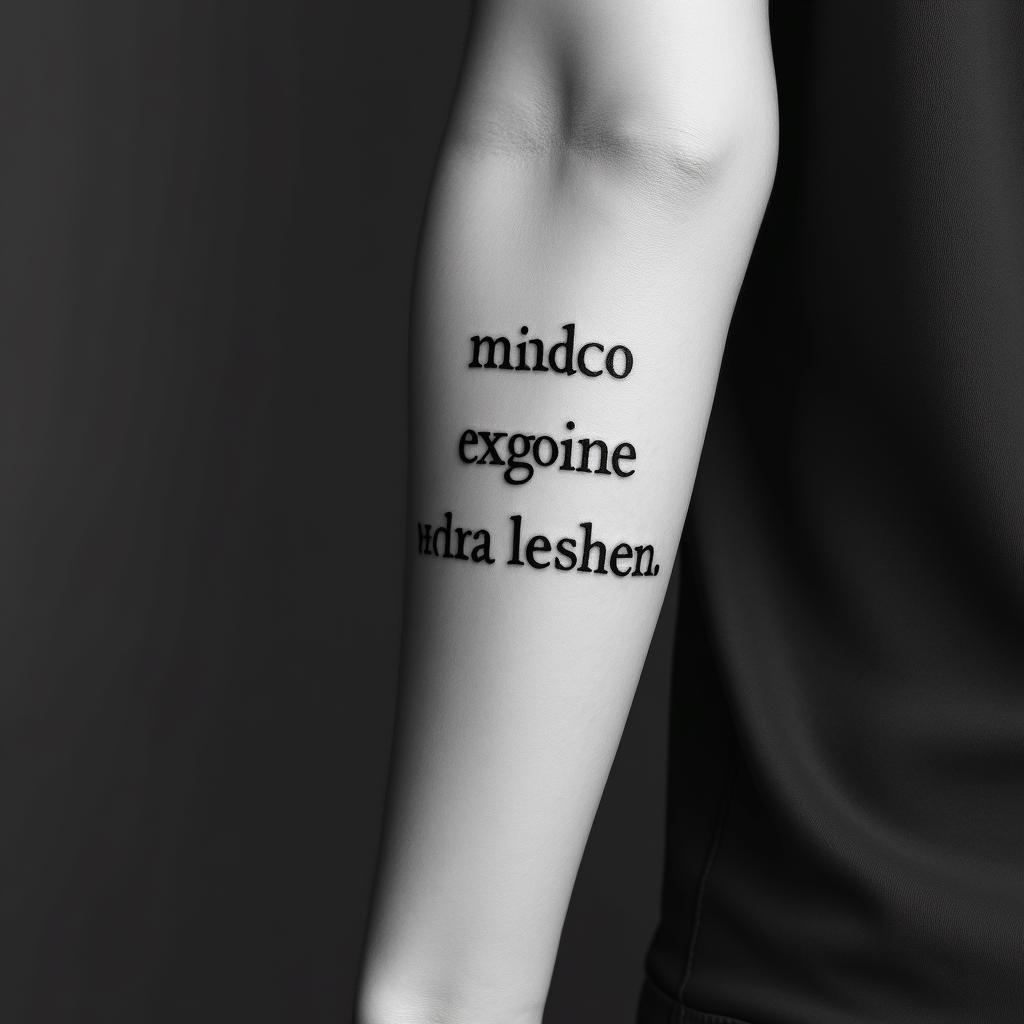 1995minimalist text-based tattoo, Monospace font ultra-realistic, perfectly placed, high-quality font design, photo-realistic shading, 8k, high quality, finely detailed typograph