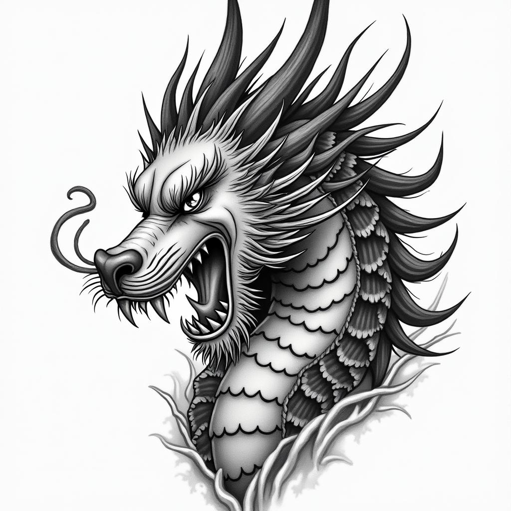 Sak yantin japanese style tattoo, detailed tattoo, traditional japanese culture tattoo, mythology, 8k - Variation 4