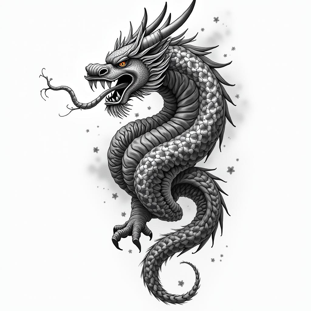 Sak yantin japanese style tattoo, detailed tattoo, traditional japanese culture tattoo, mythology, 8k - Variation 2