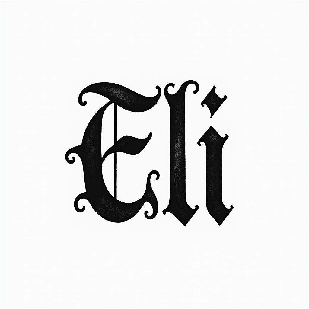 Elitext-based tattoo, gothic font ultra-realistic, perfectly placed, high-quality font design, photo-realistic shading, 8k, high quality, finely detailed typography - Variation 2