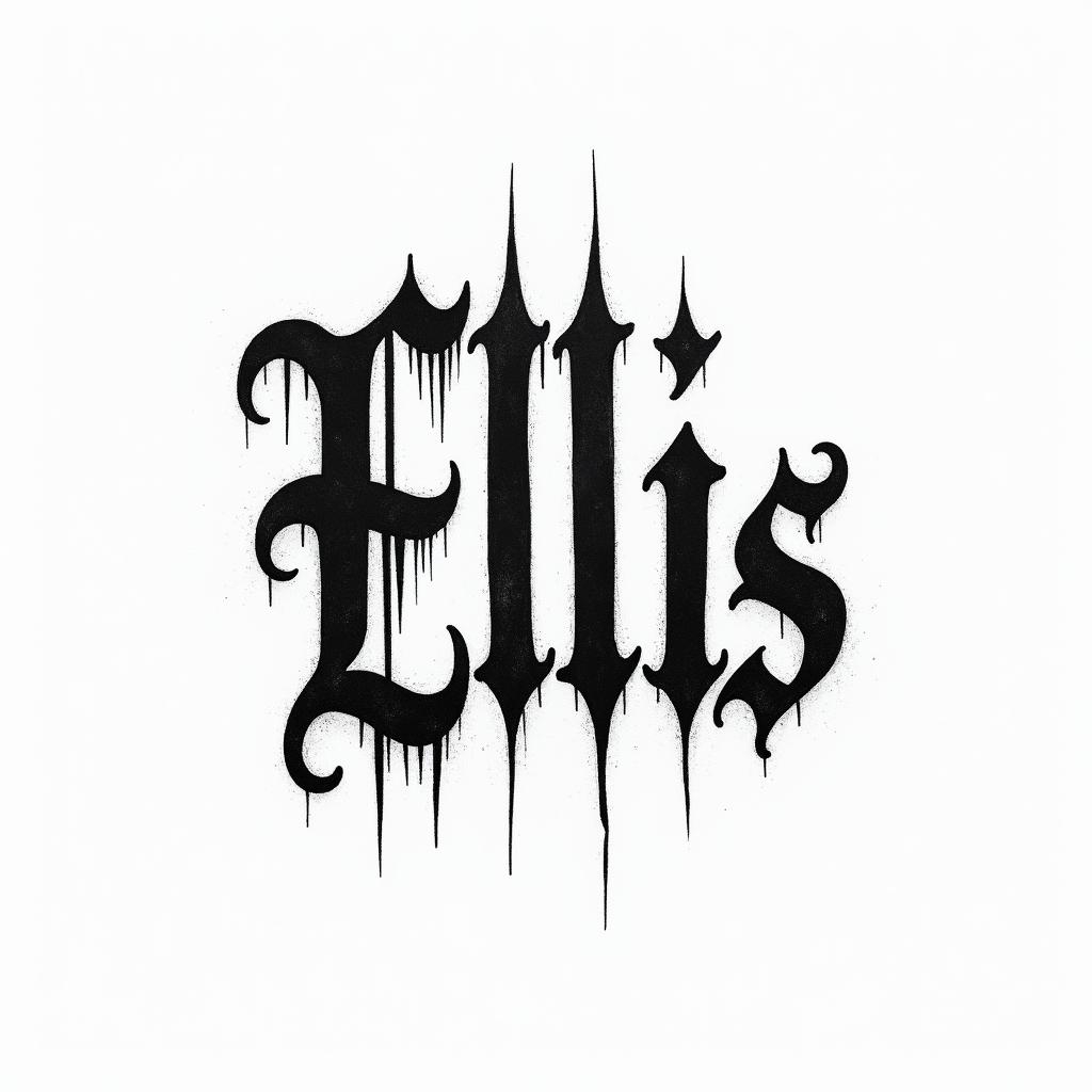 Elitext-based tattoo, gothic font ultra-realistic, perfectly placed, high-quality font design, photo-realistic shading, 8k, high quality, finely detailed typography - Variation 3