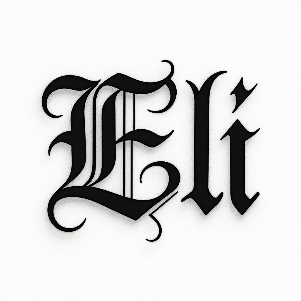 Elitext-based tattoo, gothic font ultra-realistic, perfectly placed, high-quality font design, photo-realistic shading, 8k, high quality, finely detailed typography - Variation 4