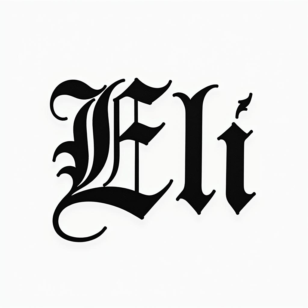 Elitext-based tattoo, gothic font ultra-realistic, perfectly placed, high-quality font design, photo-realistic shading, 8k, high quality, finely detailed typography