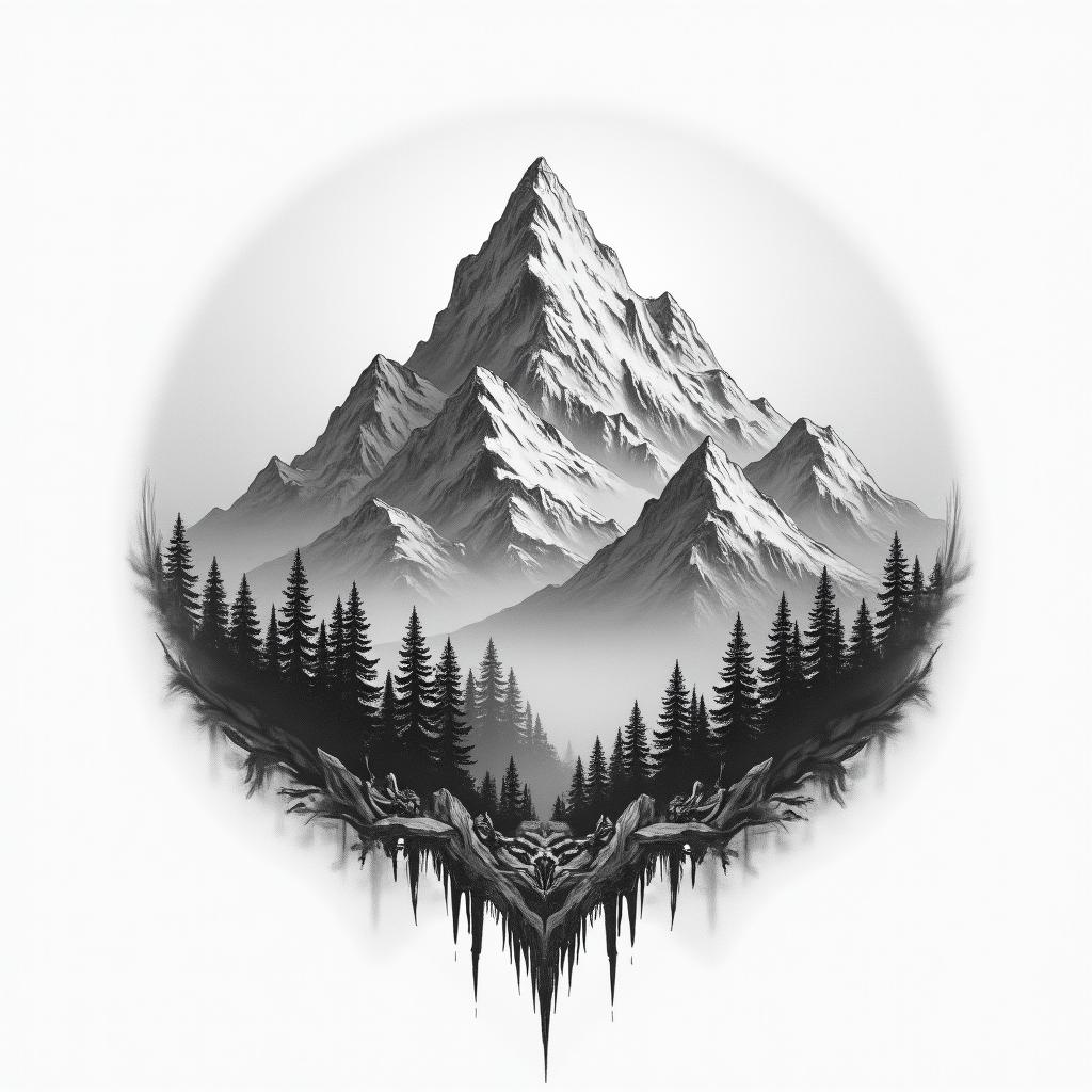 Mountainshigly detailed tattoo - Variation 4