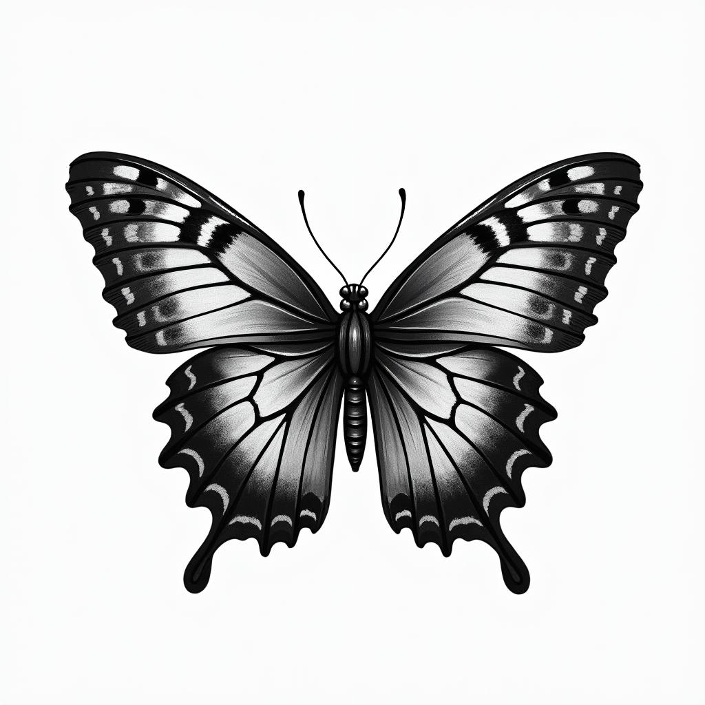 Butterfly with intricate wing patternshigly detailed tattoo - Variation 22