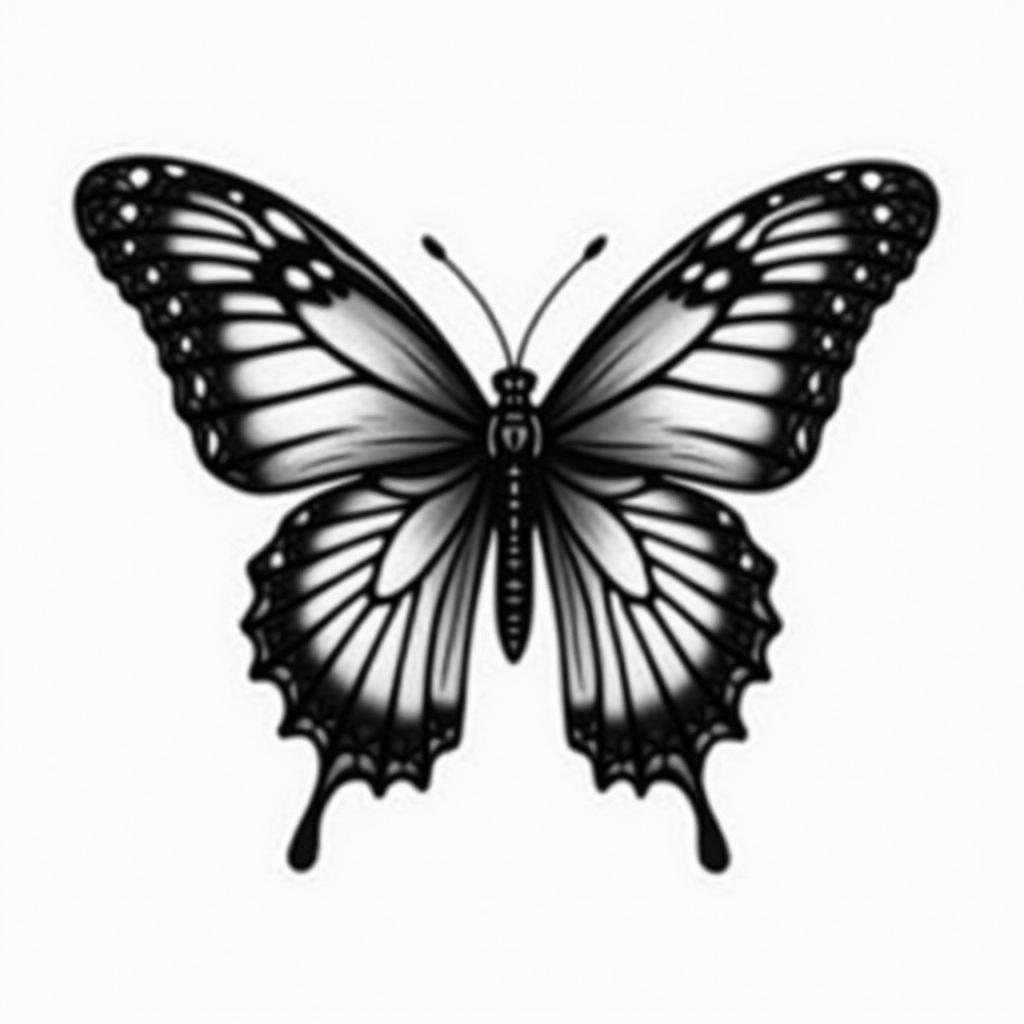 Butterfly with intricate wing patternshigly detailed tattoo - Variation 20